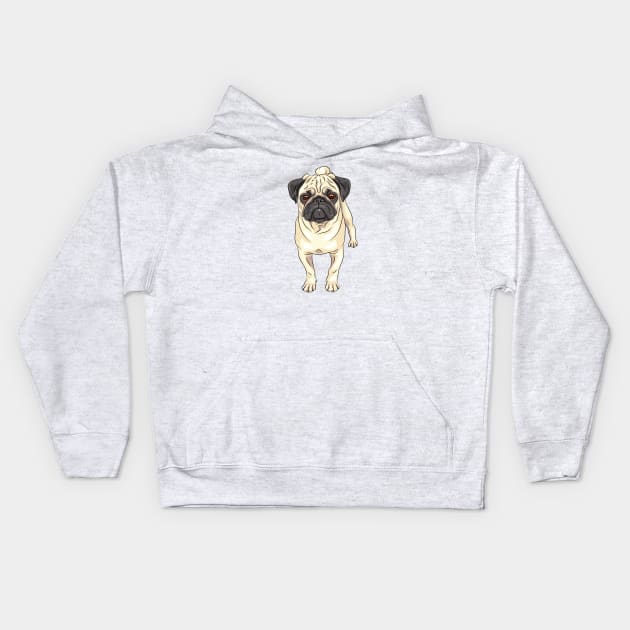 Fawn pug Dog Kids Hoodie by kavalenkava